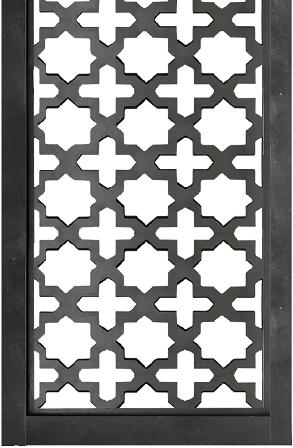 Rectangular Mango Wood Wall Panel with Cutout Lattice Pattern, Rectangle, Black - Ouch Cart