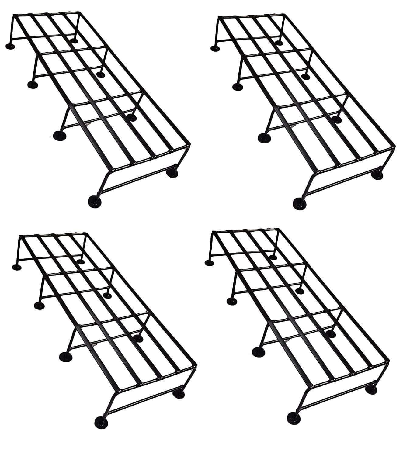 Plant Stand in India - Iron Indoor/Outdoor Flower Pot/Plant Stand/Gamla Stand Heavy Duty Iron Used for Home Garden Balcony Living Room Decor (Black-Set of 4)