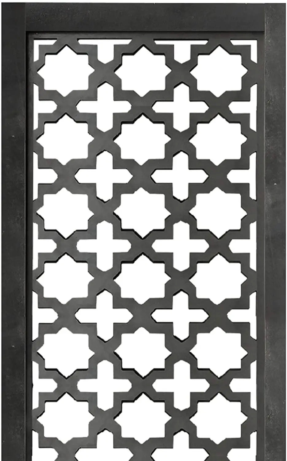 Rectangular Mango Wood Wall Panel with Cutout Lattice Pattern, Rectangle, Black - Ouch Cart