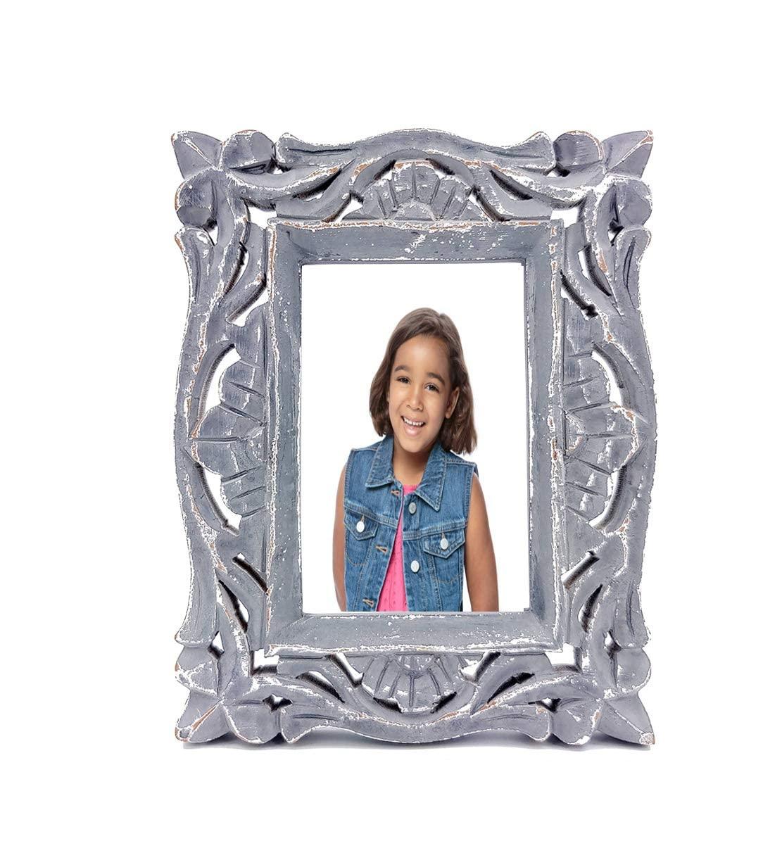 Decorative Handcrafted Wooden Photo Frame (Multicolor, 23.5 cm x 18.5 cm x 2 cm) - Ouch Cart