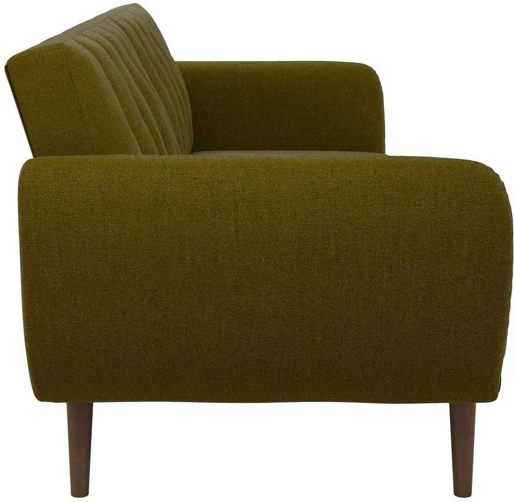 Sofa Futon - Premium Upholstery and Wooden Legs - Green - Ouch Cart