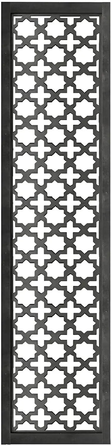 Rectangular Mango Wood Wall Panel with Cutout Lattice Pattern, Rectangle, Black - Ouch Cart