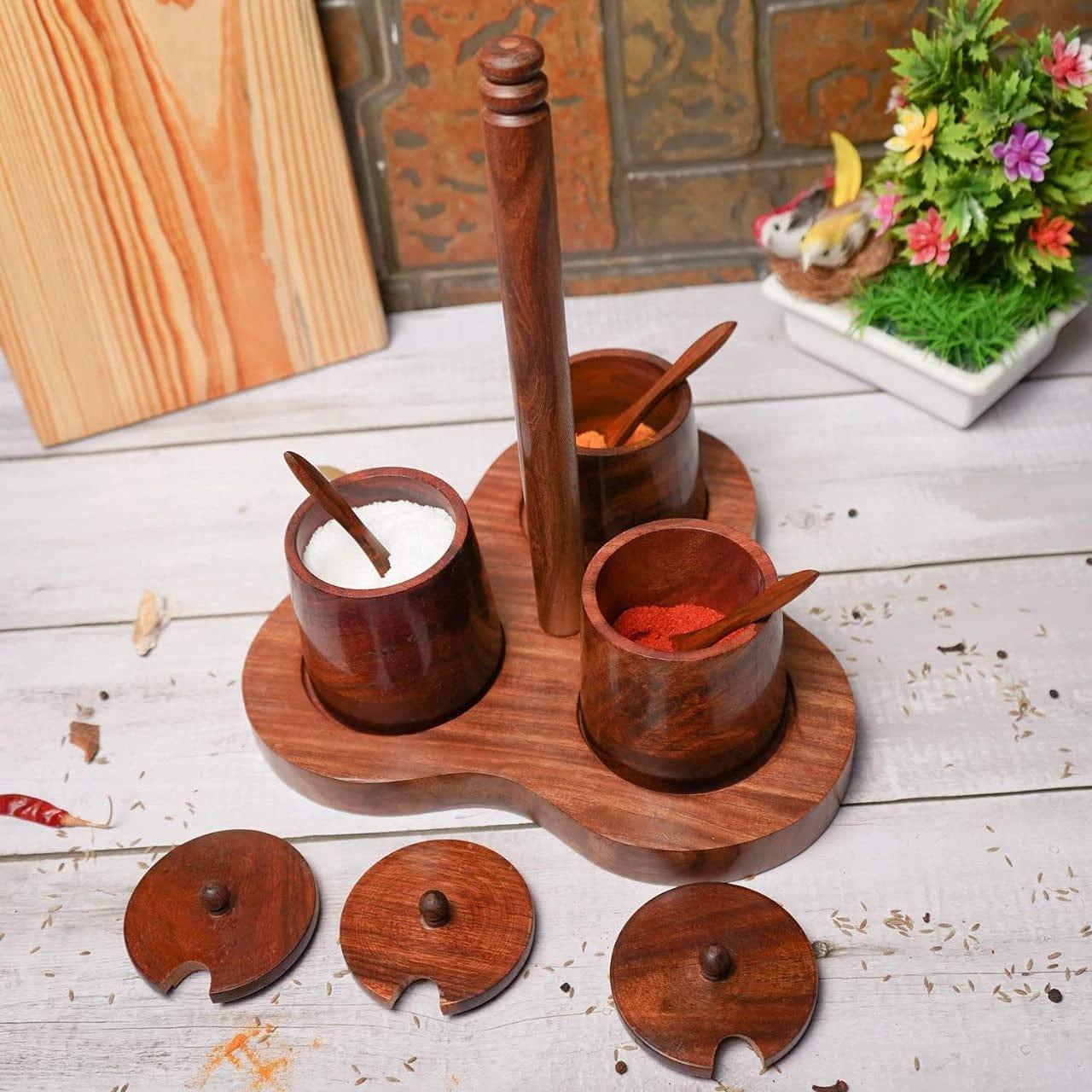 3 COMPARTMENT REAL SHEEHSAM WOOD DRY FRUIT BOX/ SPICE BOX/ STORAGE BOX/MASALA BOX - Ouch Cart