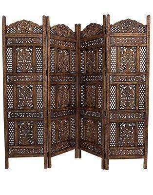 Wooden Partitions - Wood Room Divider Partition for Living Room 4 Panels - Room Separators Screen Panel for Home & Kitchen to be Placed in Zig-Zag - Ouch Cart