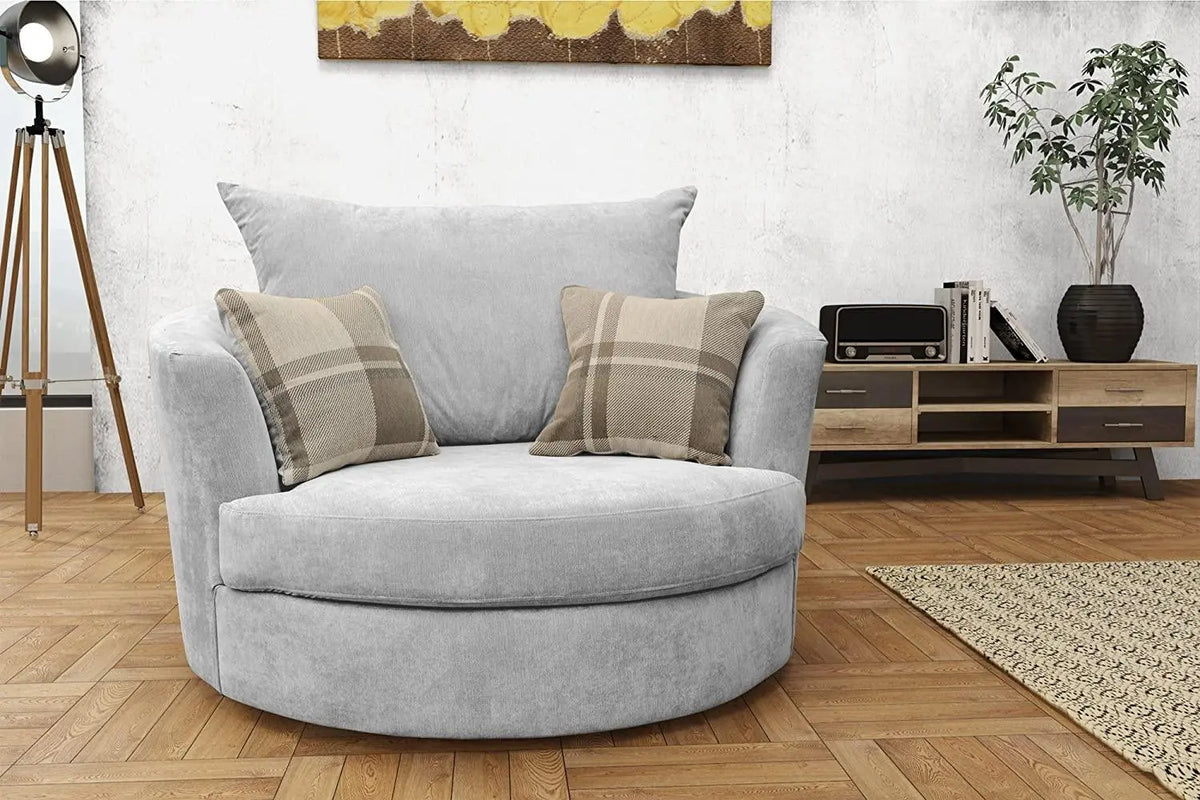 Dorado Corner Sofa Armchair Grey Velour Fabric - Ouch Cart