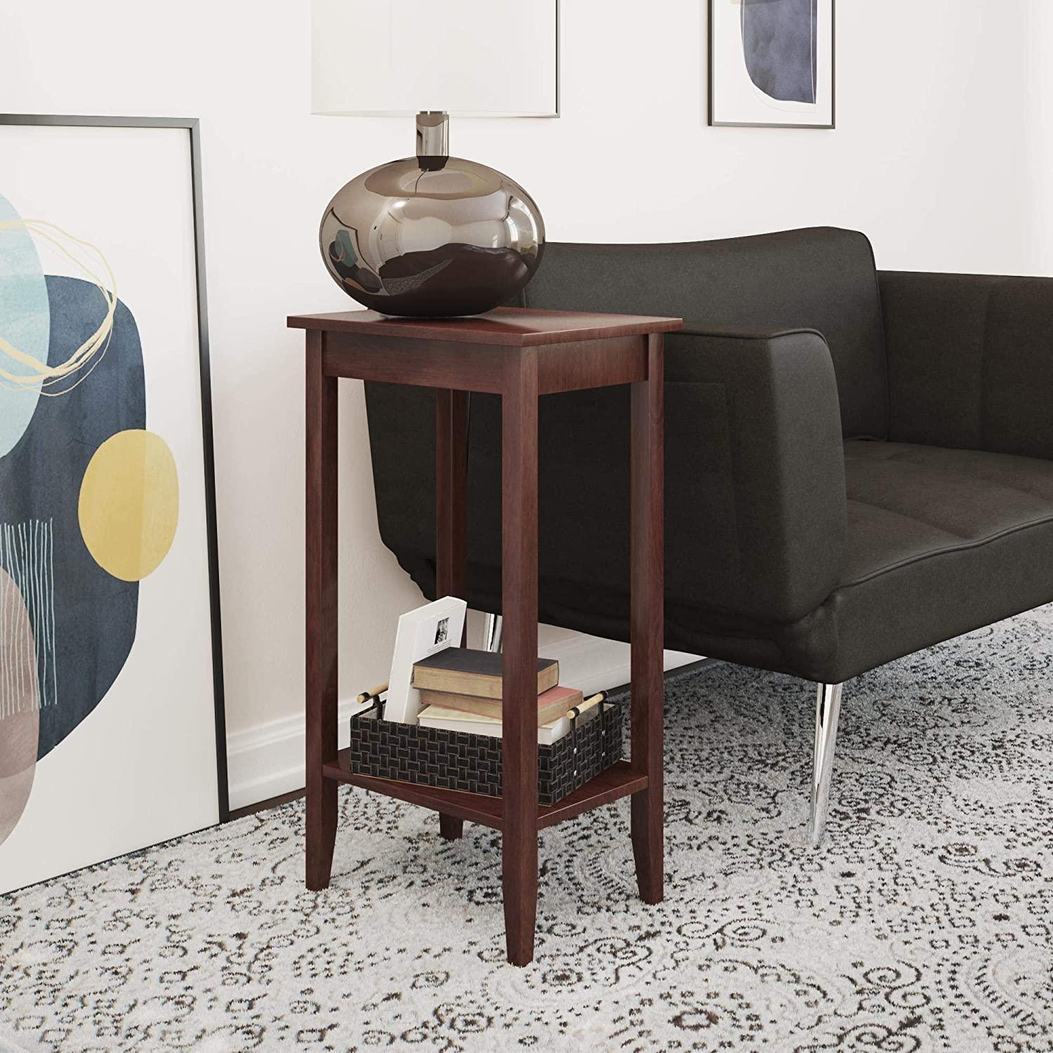 Rosewood Tall End Table, Simple Design, Multi-purpose Small Space Table - Ouch Cart