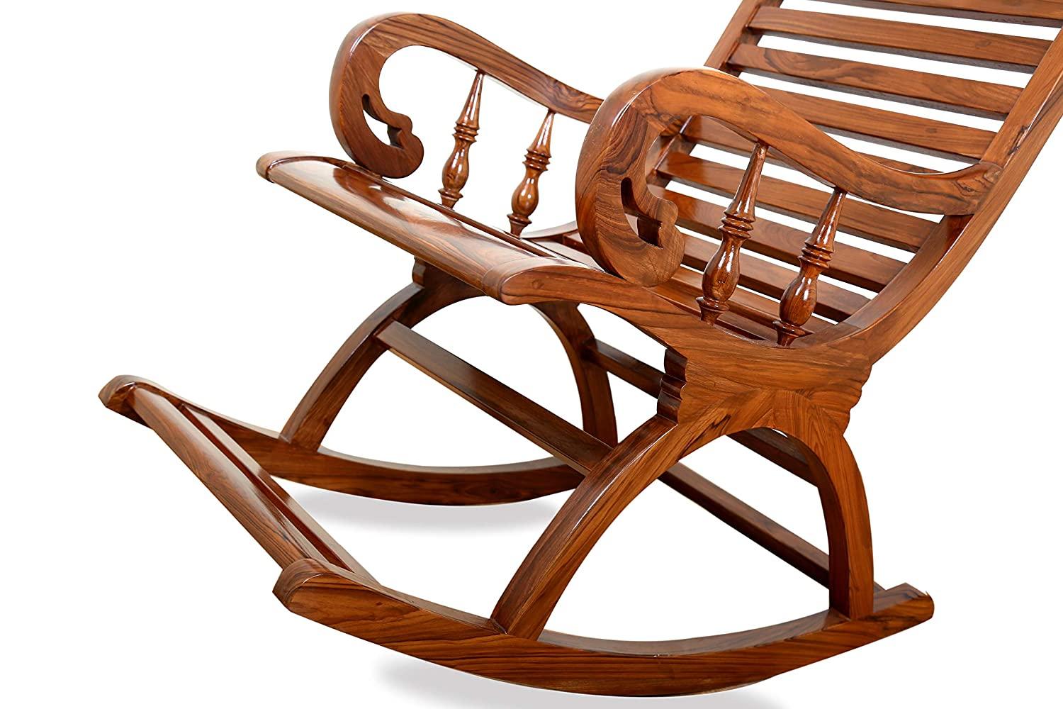 Rocking Chair Online - India Sheesham Wood Traditional Arm Rest Chair ( Brown) - Ouch Cart
