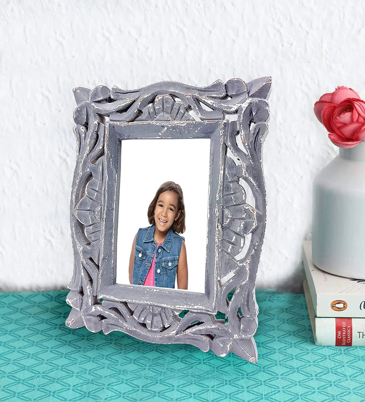 Decorative Handcrafted Wooden Photo Frame (Multicolor, 23.5 cm x 18.5 cm x 2 cm) - Ouch Cart