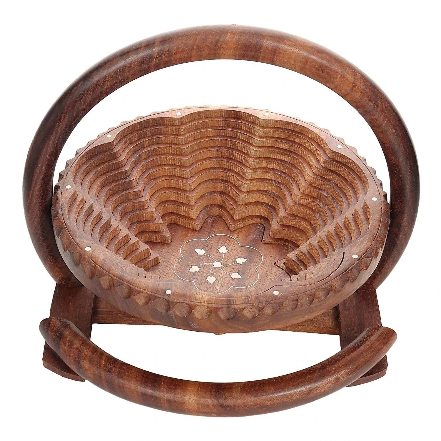 BEAUTIFUL ROSE WOOD FRUIT/VEGETABLES FOLDABLE BASKET - Ouch Cart