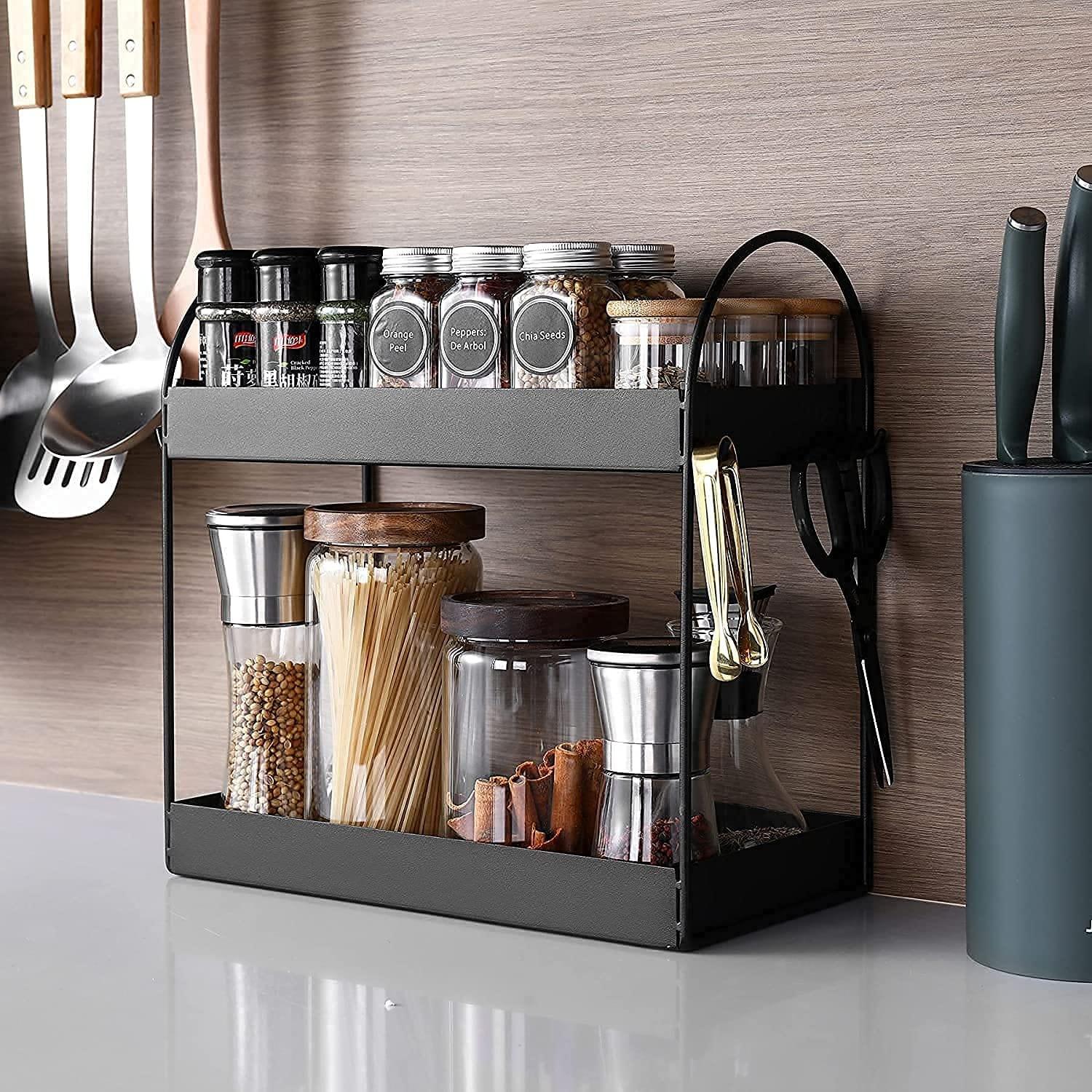 Countertop Organizer 2 Tier Counter Standing Rack Bathroom Shelf Organizer for Counter, Bathroom Kitchen Storage Organization, Kitchen Spice Rack - Ouch Cart
