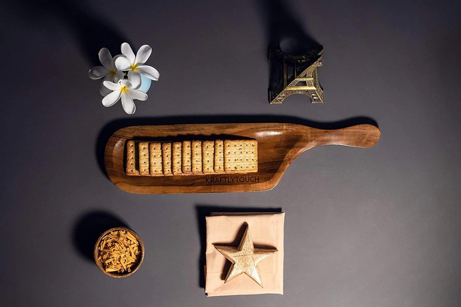 WOODEN SERVING TRAY || PLATTER || PLATE || MULTIPURPOSE TRAY || FOOD SAFE - Ouch Cart