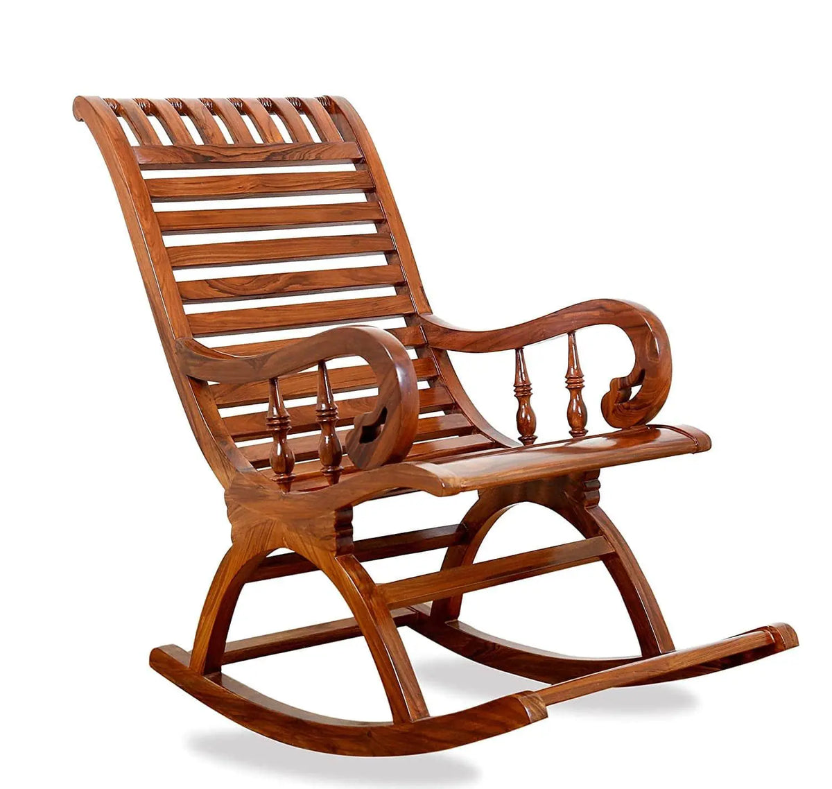 Rocking Chairs Online - India Sheesham Wood Traditional Arm Rest Chair ( Brown) - Ouch Cart