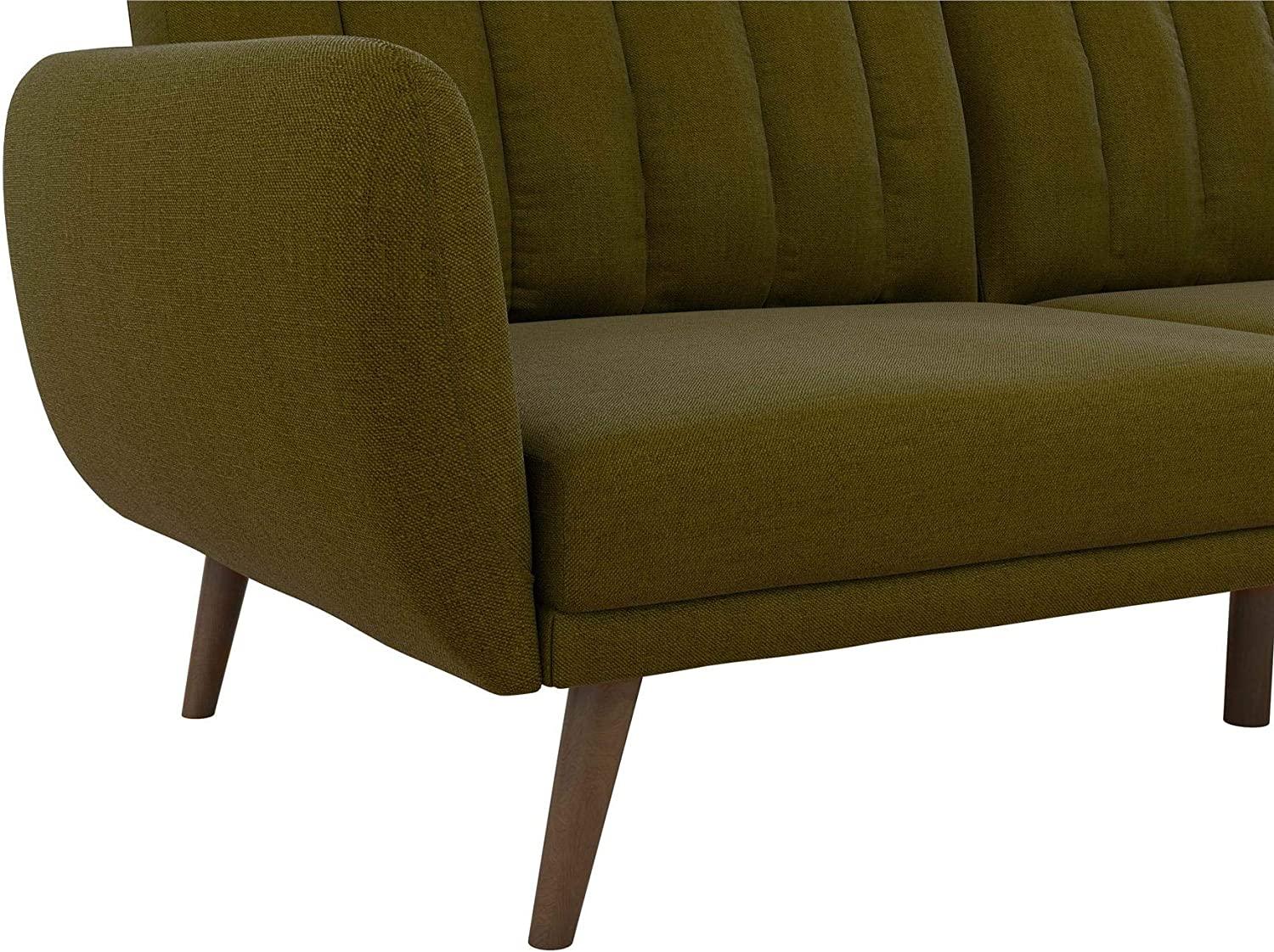 Sofa Futon - Premium Upholstery and Wooden Legs - Green - Ouch Cart
