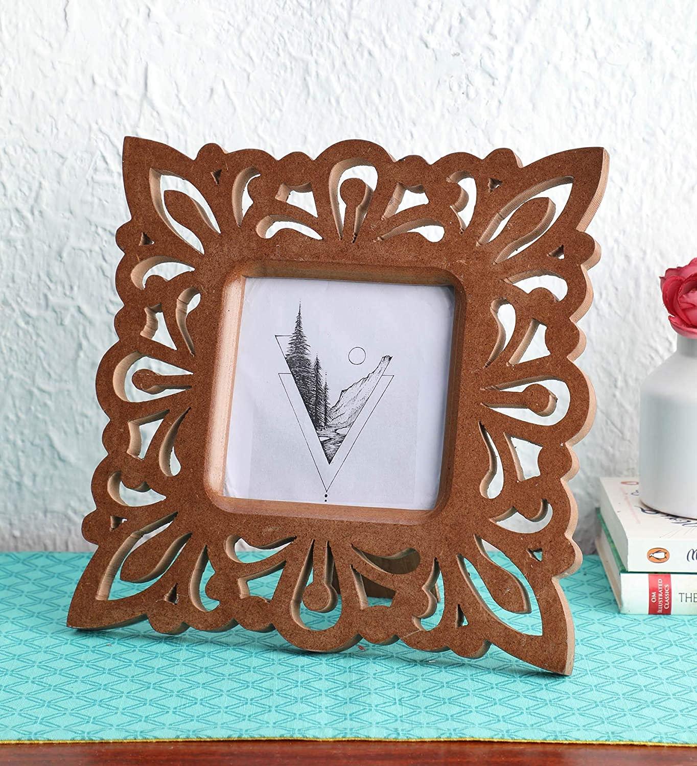 Decorative Hand Crafted Wooden Photo Frame (27 X 27 X 1.5 cm), (Model: TUS-PF-18), Brown Visit the The Urban Store Store - Ouch Cart