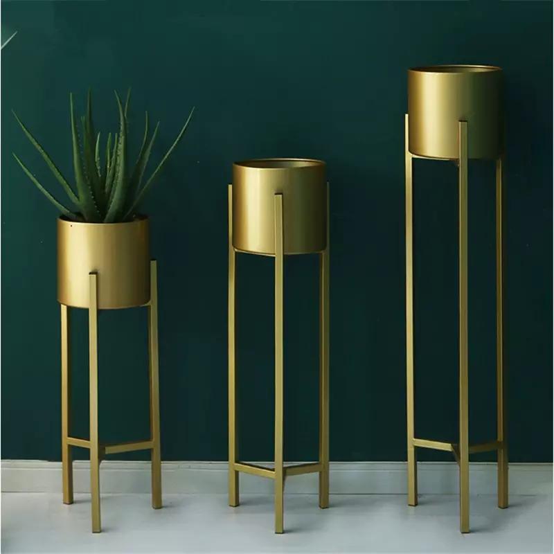 Plant Stand | 3 pcs Modern Planters for Indoor Plants | Metal Floor Planter Set with Foldable Stand (Pack of 3) - Ouch Cart