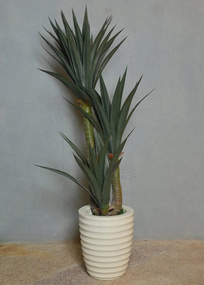Round White Resin Pot With Big Planter - Ouch Cart