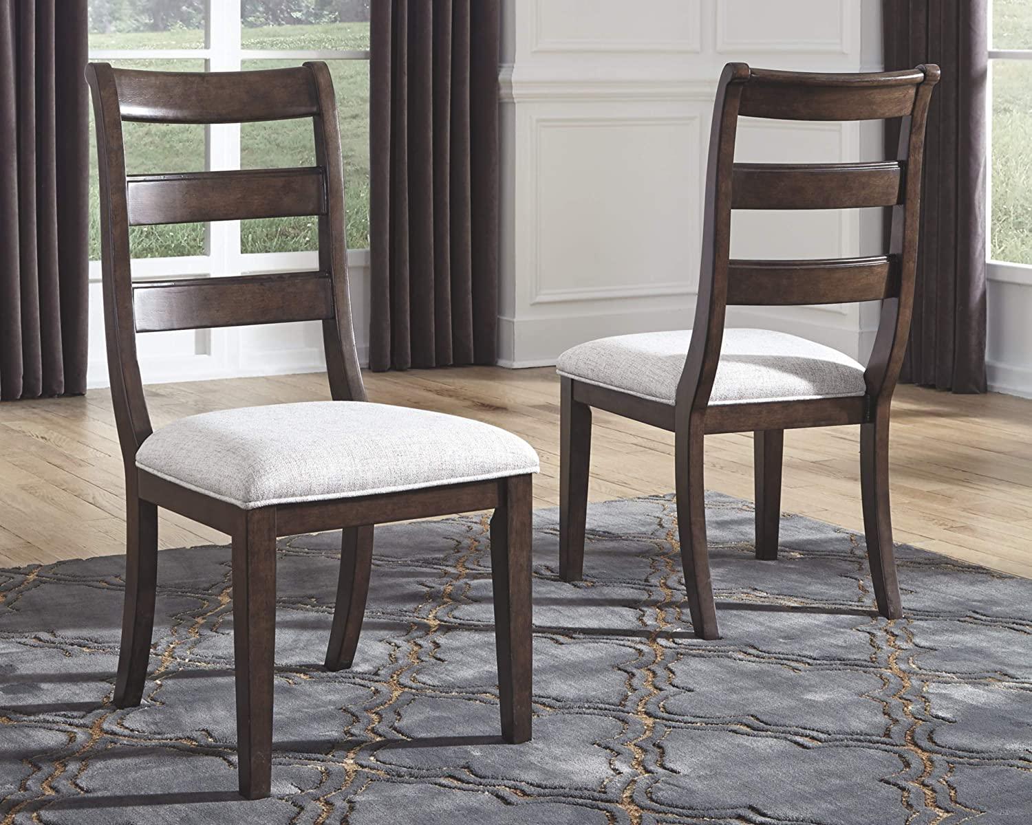 Traditional Cushioned Dining Chair, Set of 2, Warm Brown - Ouch Cart