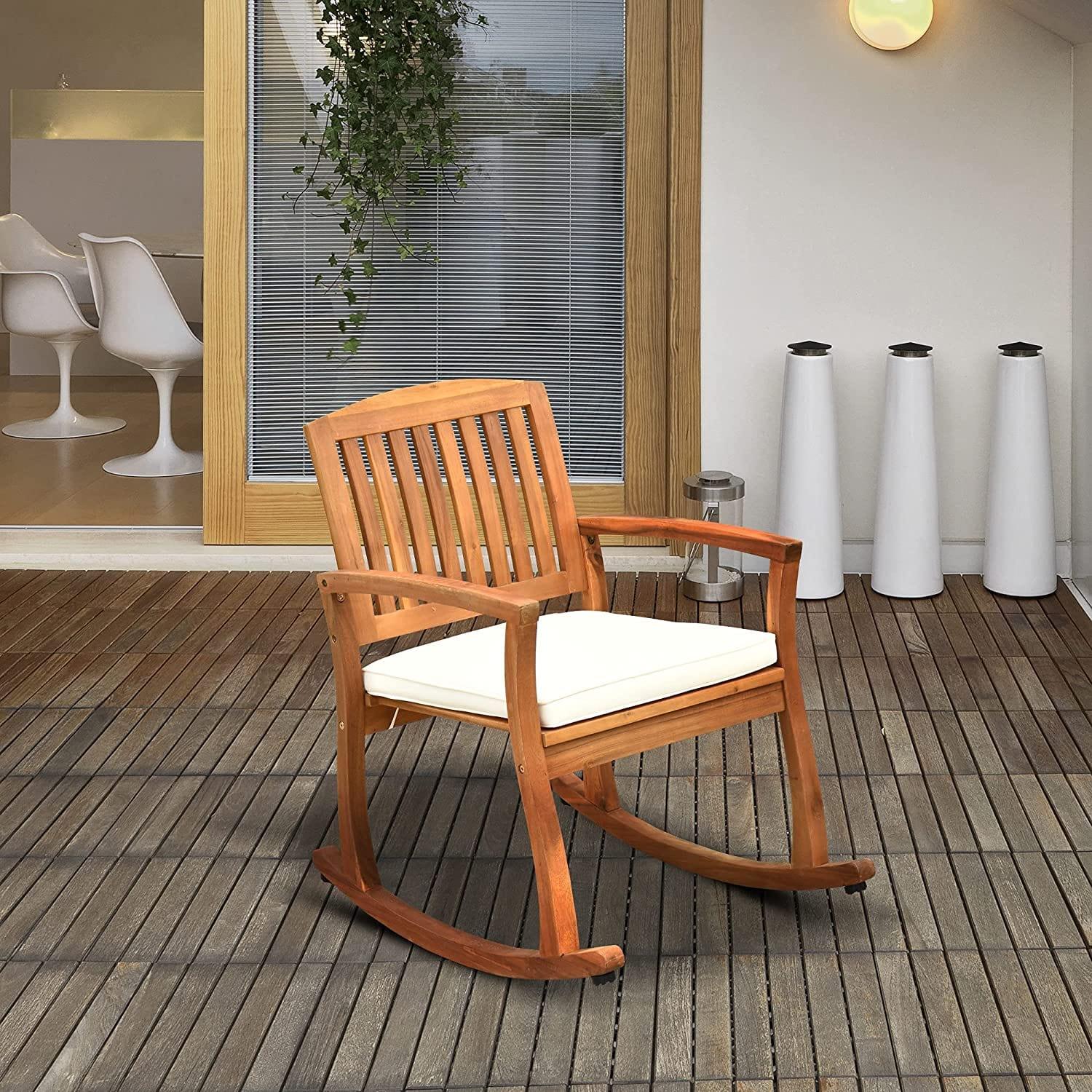 Wooden Rocking Chair with Cushioned - Ouch Cart