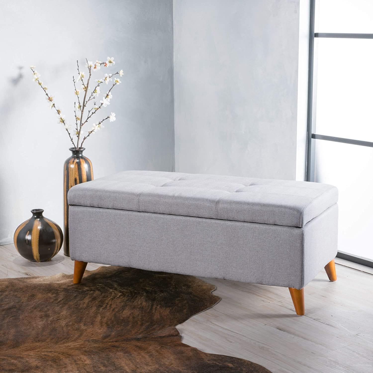 Harper Fabric Storage Ottoman - Ouch Cart