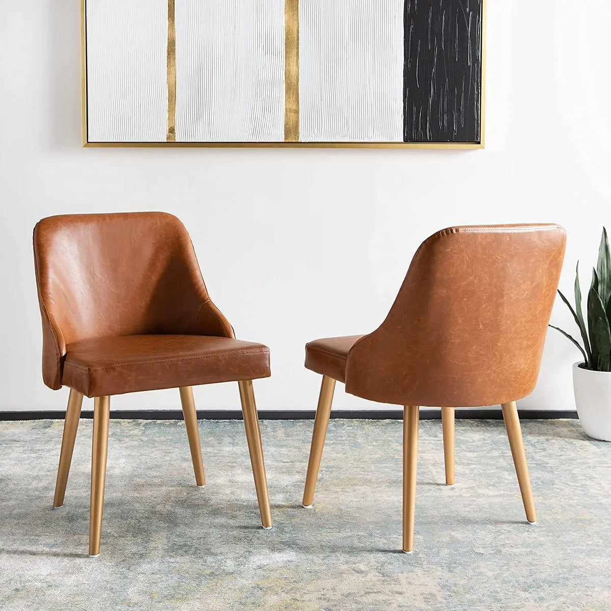 Lulu Mid-Century Slate Blue Velvet and Gold Dining Chair, Set of 2 - Ouch Cart
