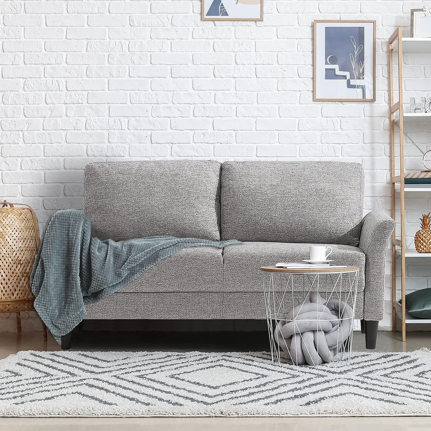 Zinus Classic Sofa 2 Seater Loveseat Fabric Chair Lounge Couch in Soft Grey - Ouch Cart