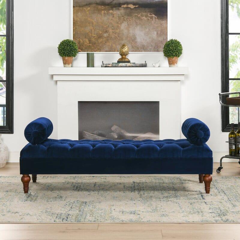 Benches: Knight Home Velvet Armed Storage Bench, Ivory - Ouch Cart
