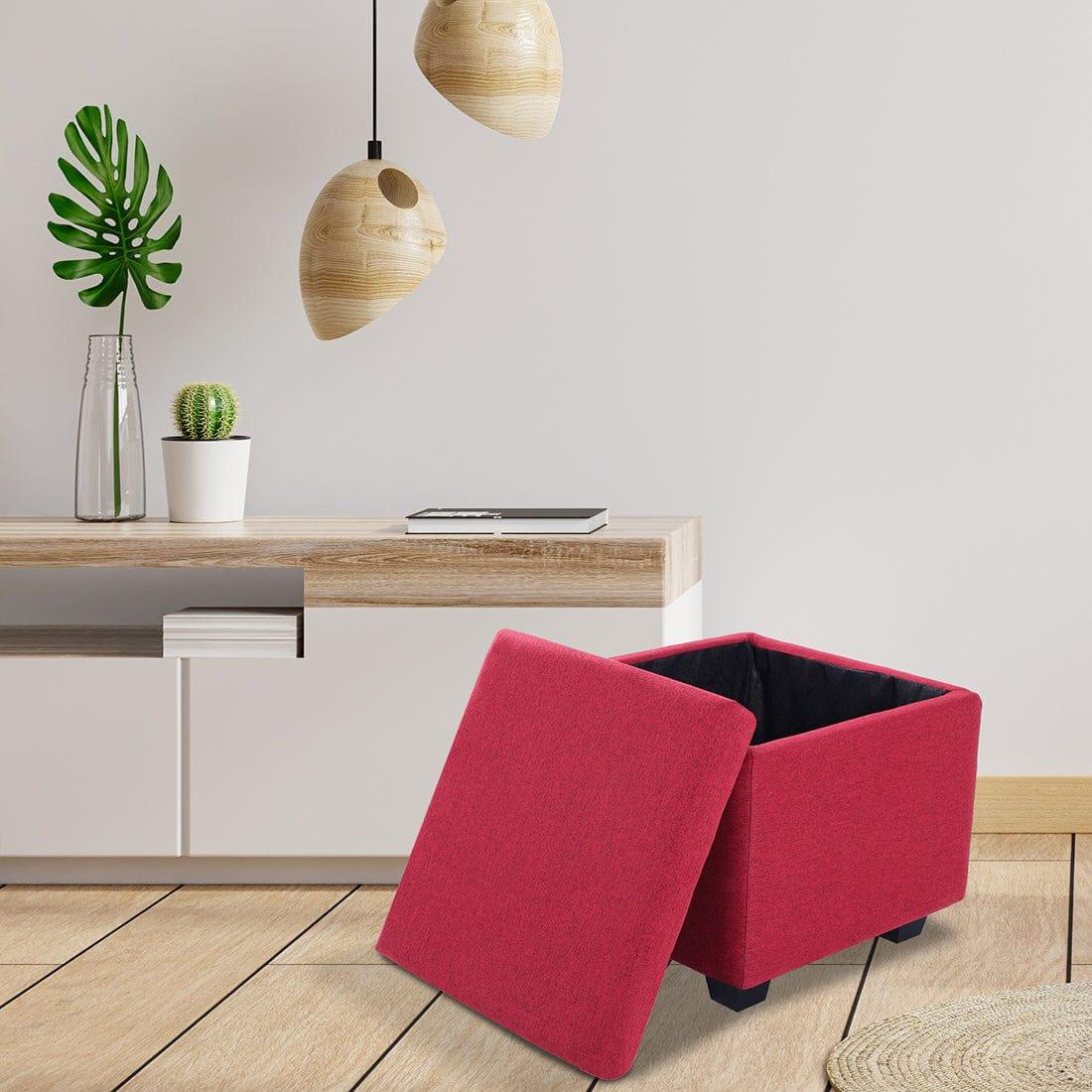 DOE BUCK SQUARE STOAGE OTTOMAN WITH STORAGE PINK - Ouch Cart