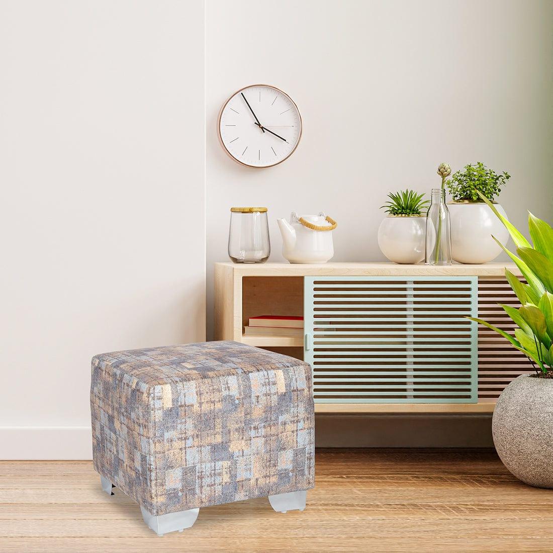 DOE BUCK SQUARE PRINTED OTTOMAN WITH METAL LEG - Ouch Cart