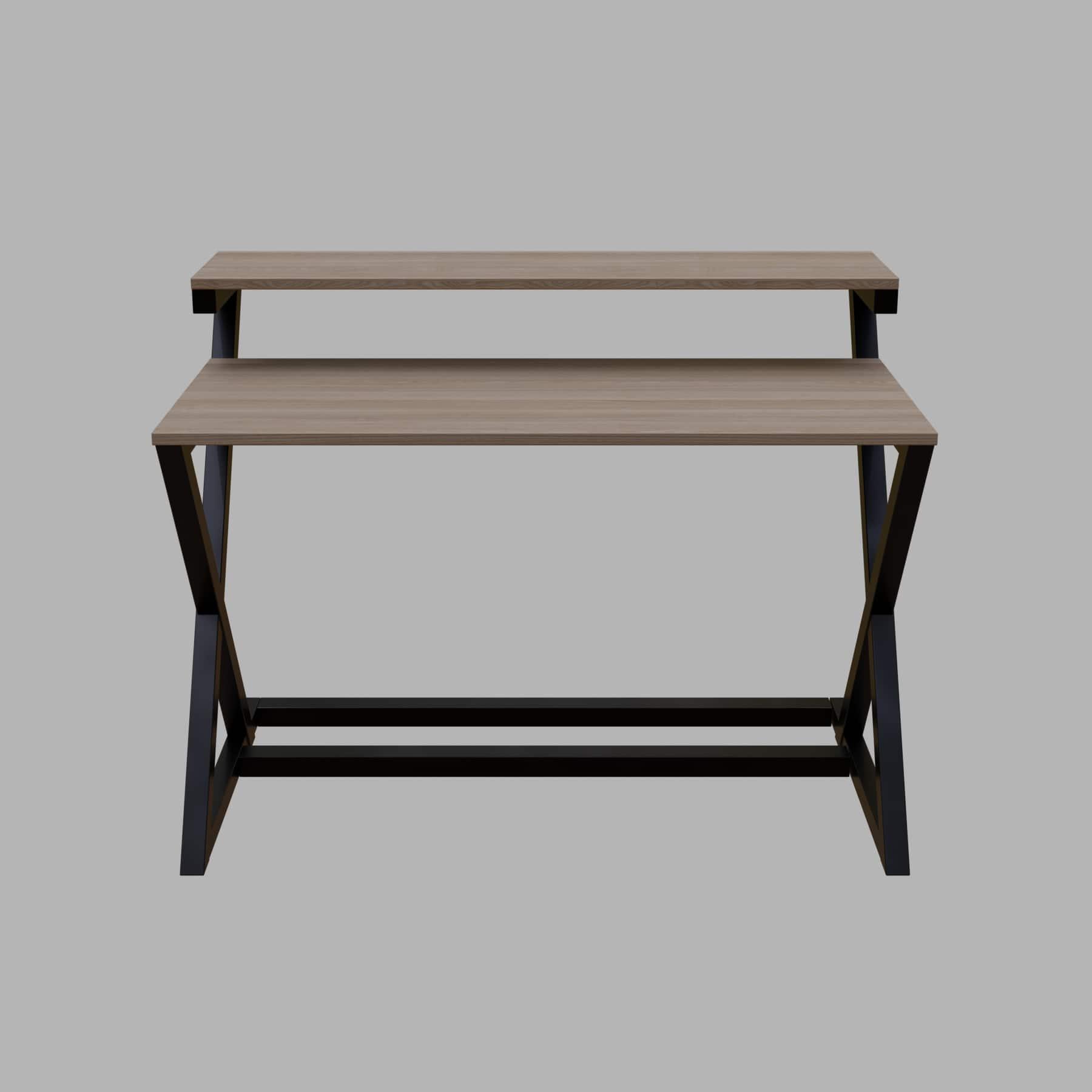 Austin Study Table with Upper Shelve in Wenge Color - Ouch Cart