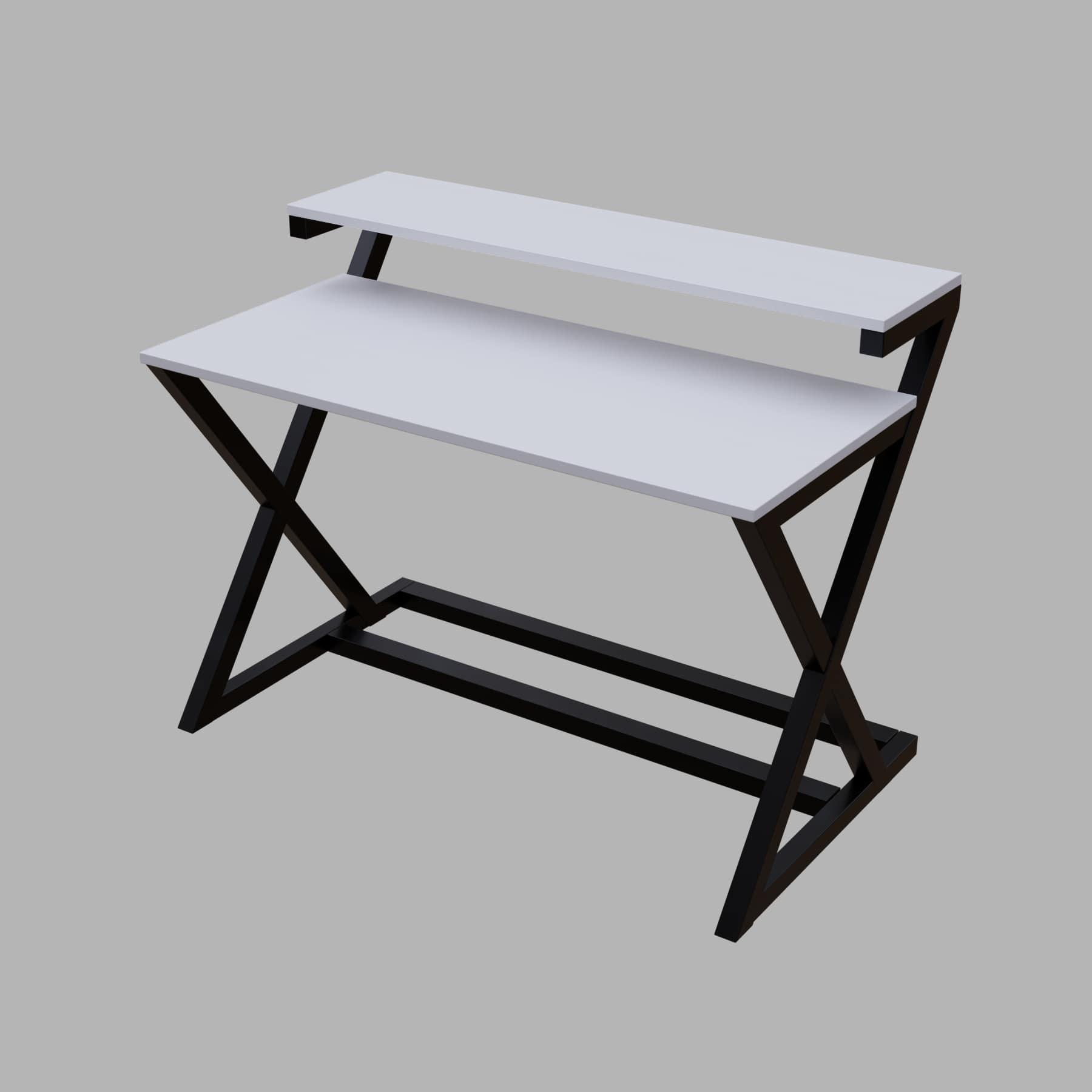 Austin Study Table in White Color with Upper Shelve - Ouch Cart