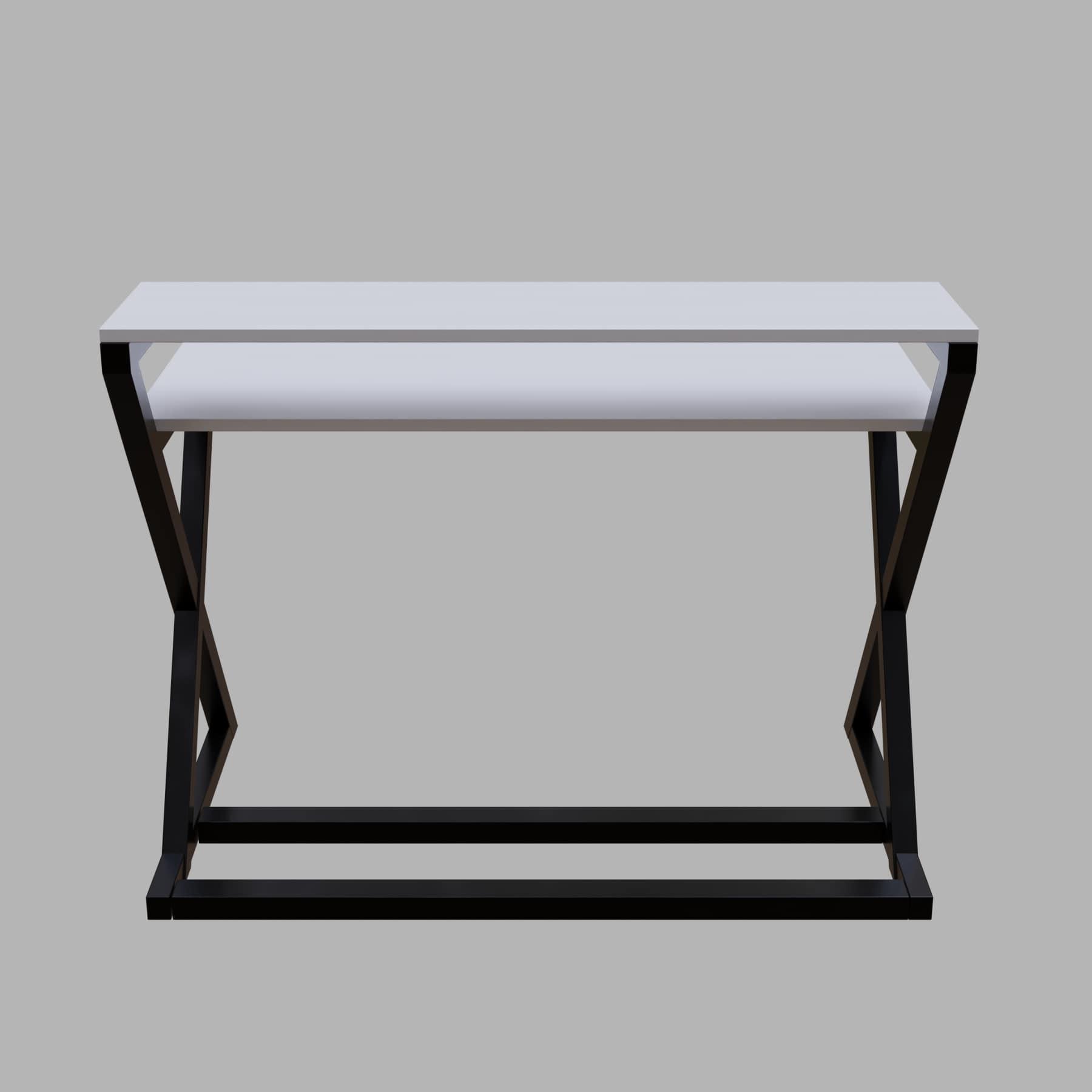 Austin Study Table in White Color with Upper Shelve - Ouch Cart
