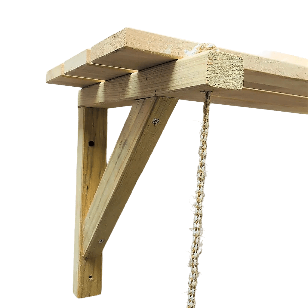 Wooden Bracket Shelf With Hanging Rope/Timber Clothes Rack ( With Complementary Coaster ) By Miza - Ouch Cart