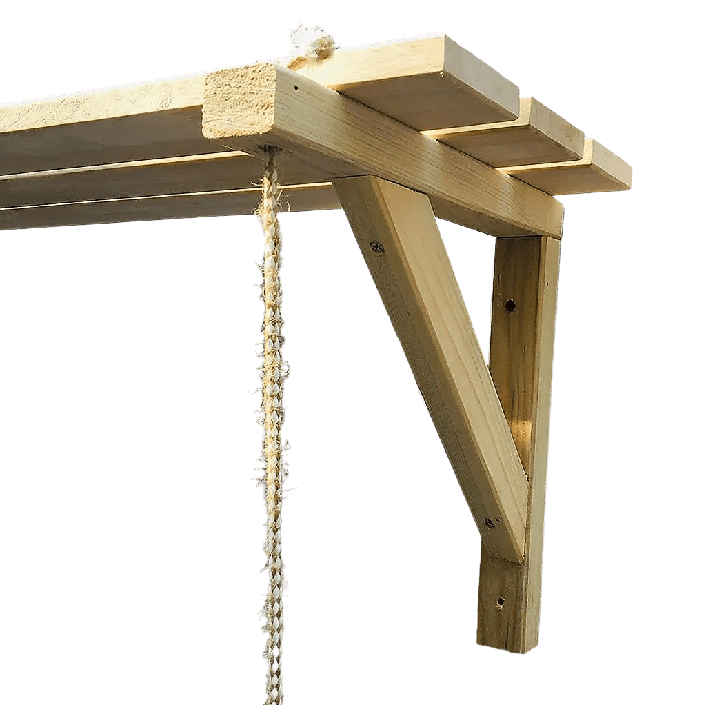 Wooden Bracket Shelf With Hanging Rope/Timber Clothes Rack ( With Complementary Coaster ) By Miza - Ouch Cart