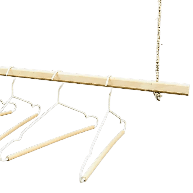 Wooden Bracket Shelf With Hanging Rope/Timber Clothes Rack ( With Complementary Coaster ) By Miza - Ouch Cart