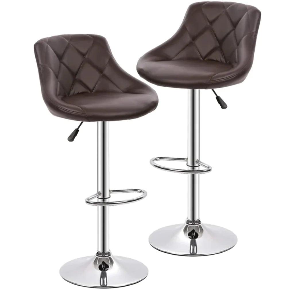 Easy Back Rest Coral Brown Comfy Leatherette Bar Stool / Long Chair Set of 2 - Ouch Cart