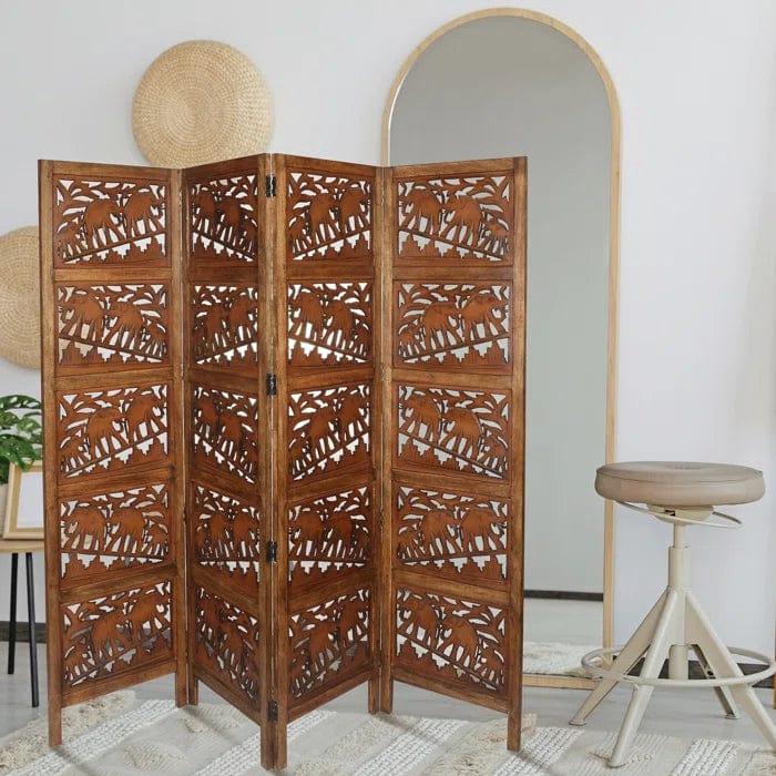 Bidwell 202Cm W x 183Cm H 4 - Panel Folding Room Divider - Ouch Cart