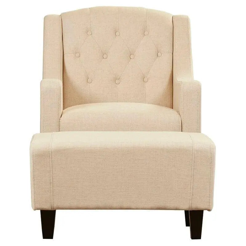 Wide Tufted Armchair and Ottoman - Ouch Cart