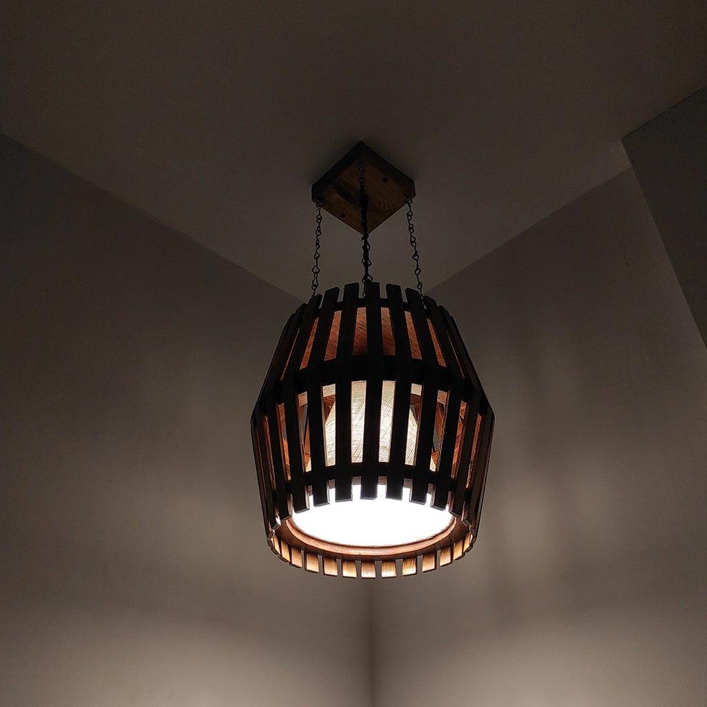 Bourbon Brown Wooden Single Hanging Lamp - Ouch Cart