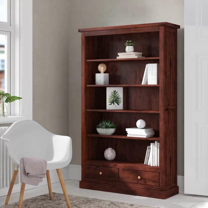 Buchholtz 180Cm H x 110Cm W Solid Wood Standard Bookcase - Ouch Cart