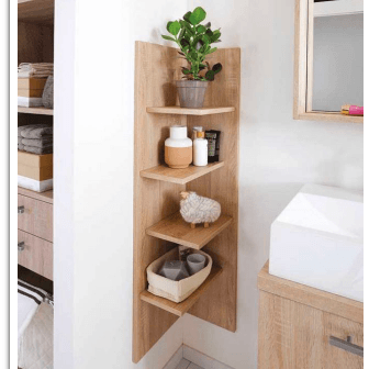 Corner Wooden Shelf For Bathroom/Kitchen/Home By Miza - Ouch Cart
