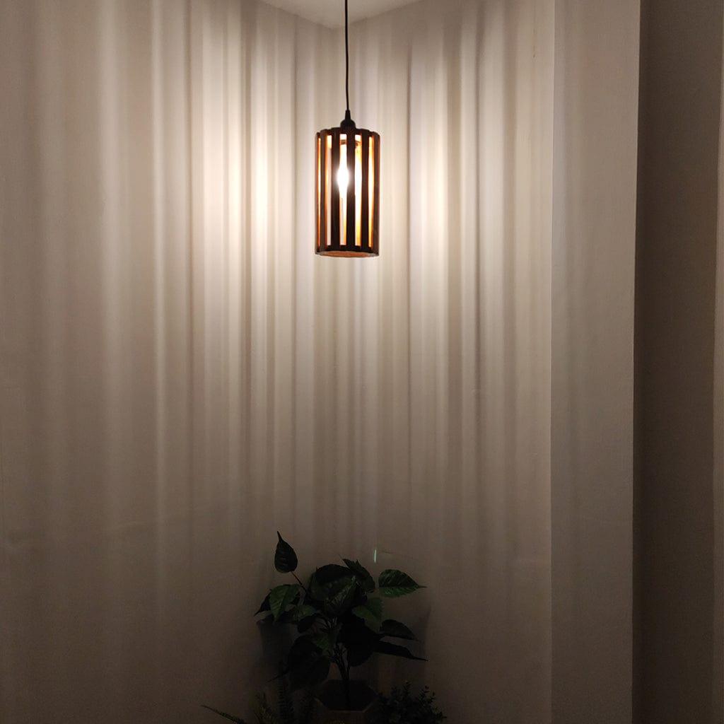 Casa Brown Wooden Single Hanging Lamp - Ouch Cart