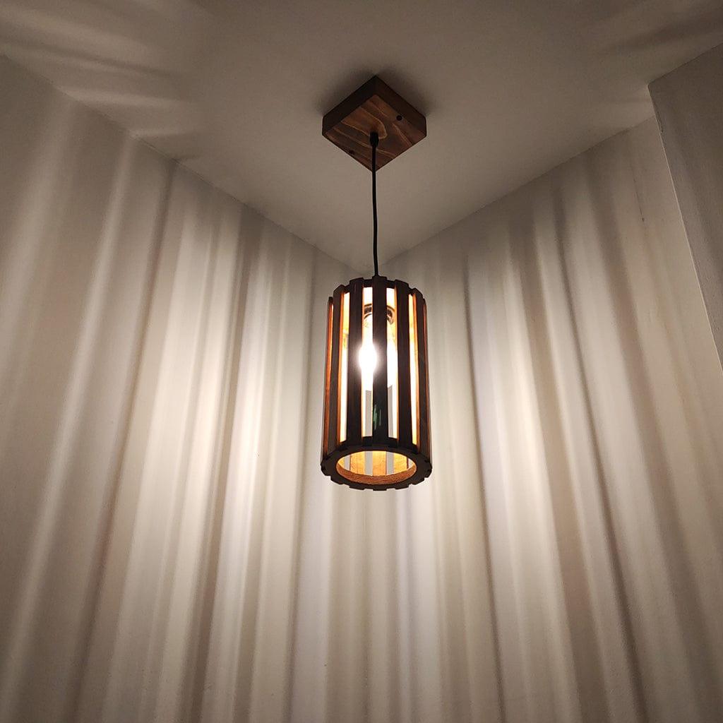 Casa Brown Wooden Single Hanging Lamp - Ouch Cart