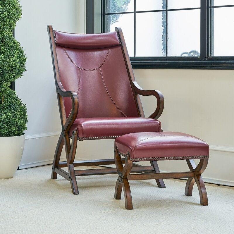 Wide Unique Back Design Armchair With Ottoman - Ouch Cart