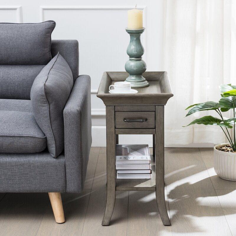 Clermont Tall Tray Top End Table with Storage - Ouch Cart