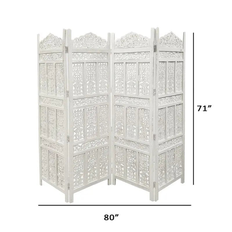 4 - Panel Wooden Folding Room Divider - Ouch Cart