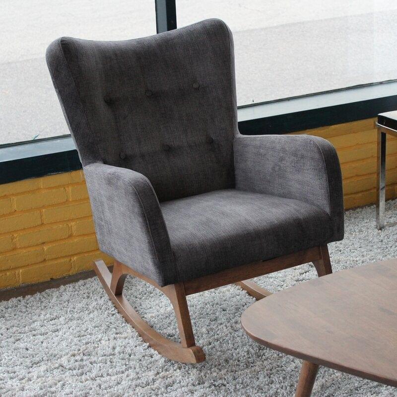 Amazing Wide Wooden and Cushioned Rocking Chair - Ouch Cart