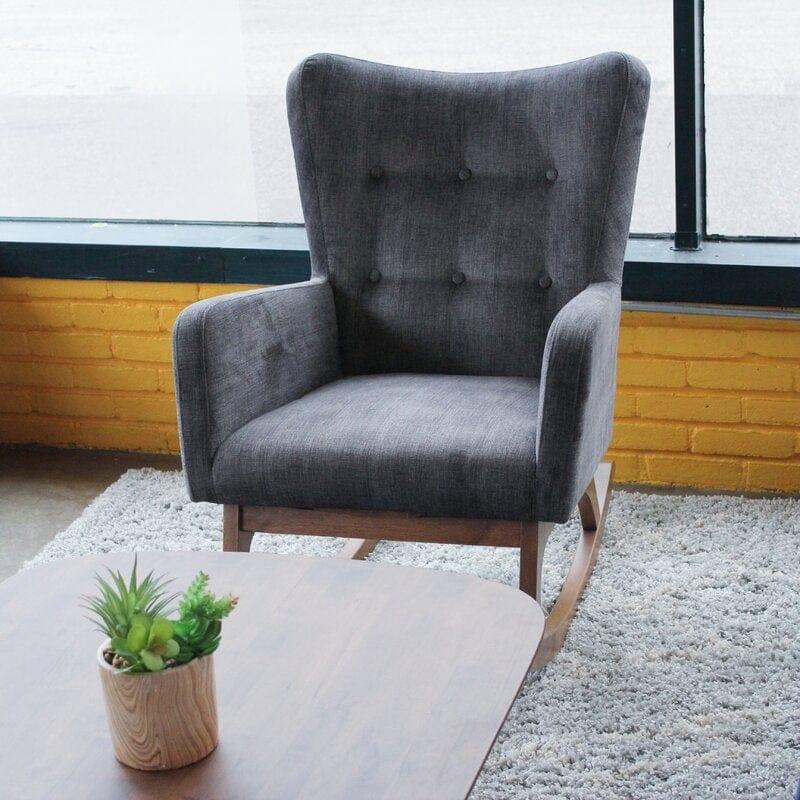 Amazing Wide Wooden and Cushioned Rocking Chair - Ouch Cart