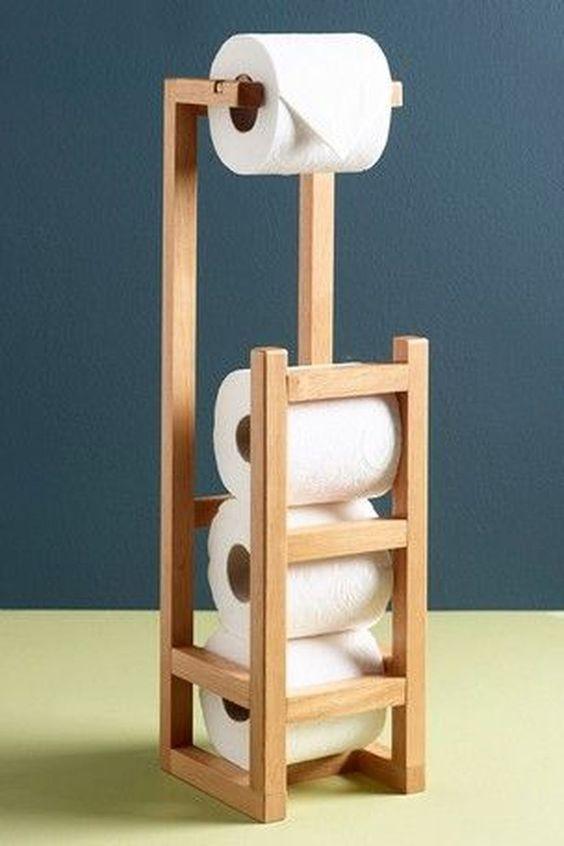 Stylish Wooden Toilet Paper Holder Rack By Miza - Ouch Cart
