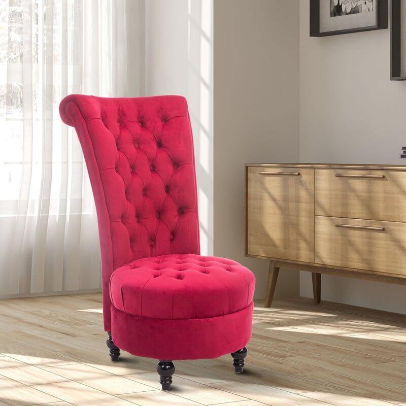 Dinwiddie Wide Tufted Velvet Slipper Chair - Ouch Cart