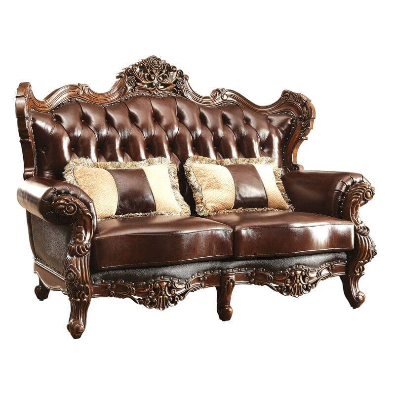 Wide Tufted Leather Match Chair And A Half - Ouch Cart